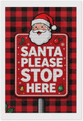 AIVKIEJK Diamond Painting Kits for Adults - Holly & Stars, Santa Please Stop Here Painting DIY 5D Full Drill Diamond Dots Paintings with Diamonds Gem Art and Crafts Home Decor 8"x12"