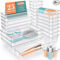 StorMiracle 25 PCS Drawer Organizer Set, 4 Varied Size Bathroom and kitchen Drawer cabinet organizer Trays, Clear Storage Bins for Makeup, Jewelry, Utensils and Gadgets