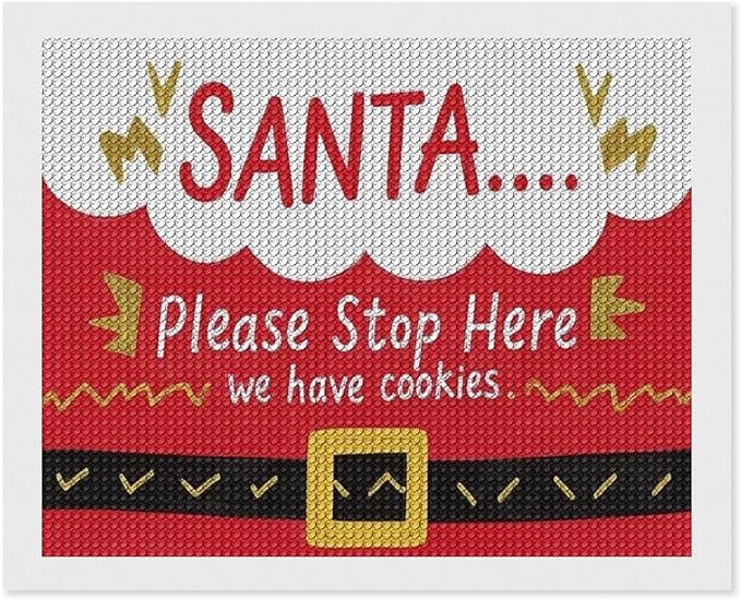 AIVKIEJK Diamond Painting Kits for Adults - Christmas Santa 'Please Stop Here' Painting DIY 5D Full Drill Diamond Dots Paintings with Diamonds Gem Art and Crafts Home Decor 16"x20"
