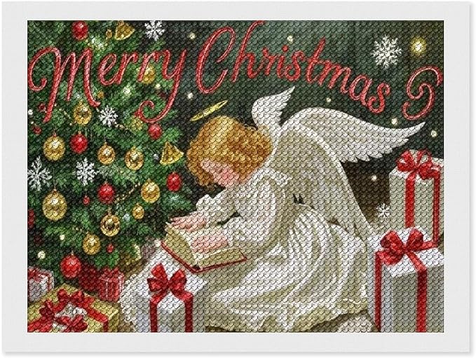 AIVKIEJK Diamond Painting Kits for Adults - Merry Christmas Angel Welcome Painting DIY 5D Full Drill Diamond Dots Paintings with Diamonds Gem Art and Crafts Home Decor 12"x16"