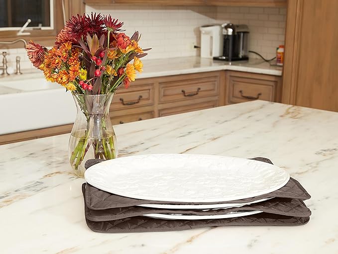Covermates Keepsakes Quilted Dish Dividers – Set of Padded Plate Protectors for China & Dinnerware Storage, Scratch Protection, Machine Washable, Bronze