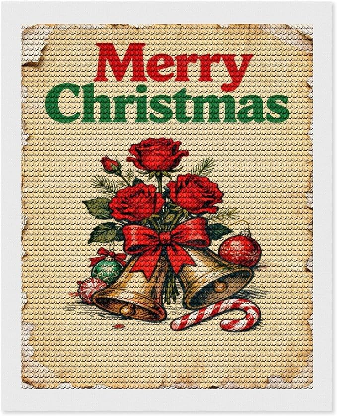 AIVKIEJK Diamond Painting Kits for Adults - Merry Christmas Santa, Holly & Vintage Painting DIY 5D Full Drill Diamond Dots Paintings with Diamonds Gem Art and Crafts Home Decor 16"x20"