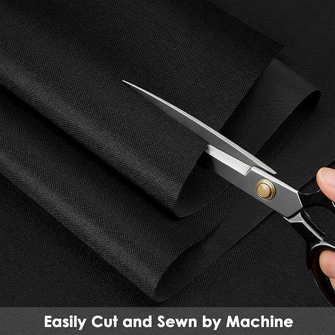 Waterproof Canvas Fabric by The Yard 60" W 600 Denier PVC Backing Water Repellent Polyester Upholster Fabric Material for Indoor Outdoor Marine Awning Tent Craft DIY(2 Yards, Black)