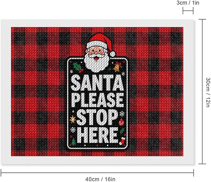 AIVKIEJK Diamond Painting Kits for Adults - Holly & Stars, Santa Please Stop Here Painting DIY 5D Full Drill Diamond Dots Paintings with Diamonds Gem Art and Crafts Home Decor 12"x16"