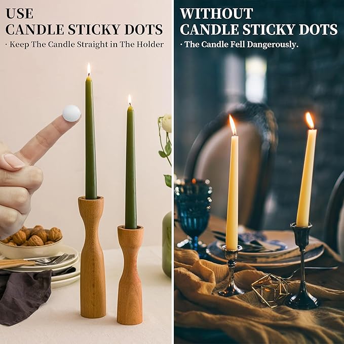 Taper Candle Sticky Dots - White Wax Candle Adhesive Dots for Secure Candle Placement - Easy Clean and Traceless Adhesive for DIY Projects - Pack of 72