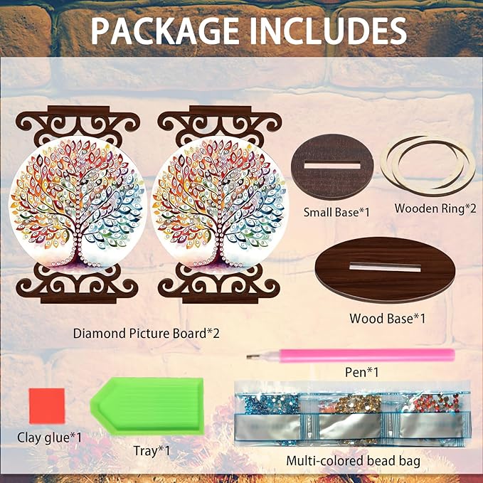 Diamond Art Painting Candlestick Holder kits, Colorful Tree DIY shaped crystal Diamond art painting, woodiness Candle holder for AromaRelax & Home Decor, Christmas Halloween Ornaments (Double-Sided)