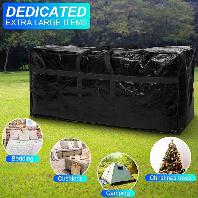 Windyun 4 Pack 57 Gallon Extra Large Moving Bags XXL Heavy Duty Storage Bag with Strong Zipper Handle Jumbo Big Tote Box Foldable for College Dorm Travel Clothes Duffle Blanket Pillow(Black)