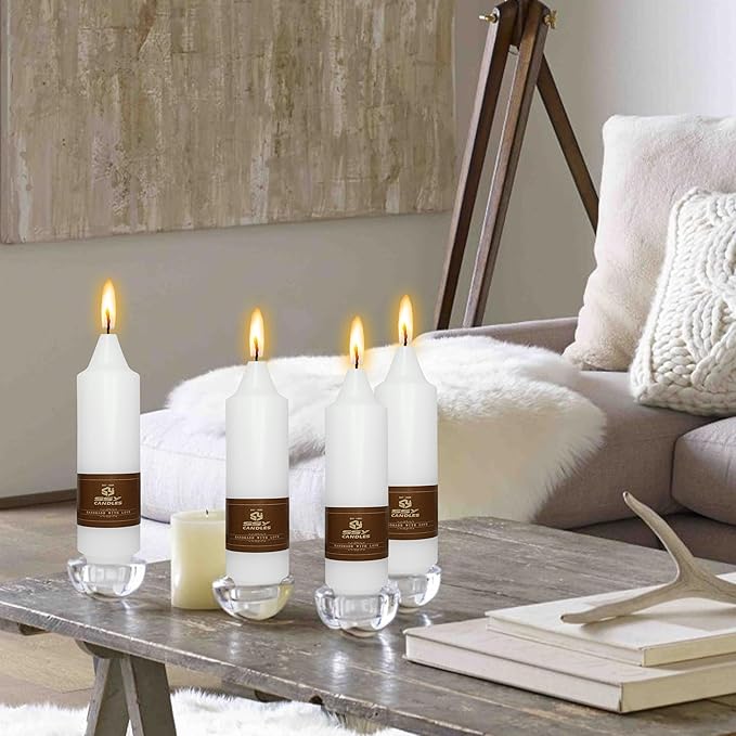 5 Inch White Spell Candles Short Taper Candle Vigil Candle Chime Candles 4 PCS for Religious Faith Prayer and Meditation