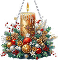STGLCR Candle Christmas Diamond Art Hanging Kits for Adults, Christmas Candles Diamond Art Suncatchers, 5D Special Shape Diamond Painting Pendant Window Ornament Gifts for Home Door Wall Decor