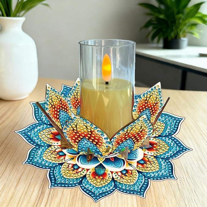 5D DIY Diamond Art Painting PVC Flower Candle Holders Tealight/Tea Light/Votive Candle Holder, for Table Centerpiece Home Décor Party Wedding Dinning-Flower-11