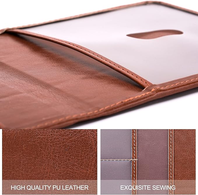 HerriaT Car Registration and Insurance Card Holder - Leather Vehicle Glove Box Automobile Documents Paperwork Wallet Case Organizer for ID, Driver's License, Key Contact Information Cards - Men&Women