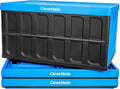 CleverMade Collapsible Storage Bins with Lids- Neptune Blue 3Pack 46L- Plastic Container Stackable Organization Crates Home Closet SpaceSaving Durable