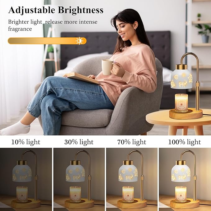 Lukasa, Christmas Candle Warmer Lamp, with Timer and Dimmer, Adjustable Height Candle Lamp, Wax Melt Warmer for Scented Jar Candles, for Women Mom Girls Teens Adults