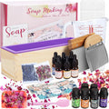 SOLIGT DIY Soap Making Kit, Soap Making Supplies with 3.3 lbs Soap Base, Glass Measuring Cup, Liquid Dyes, Wavy Straight Scraper, Silicone Stirring Stick
