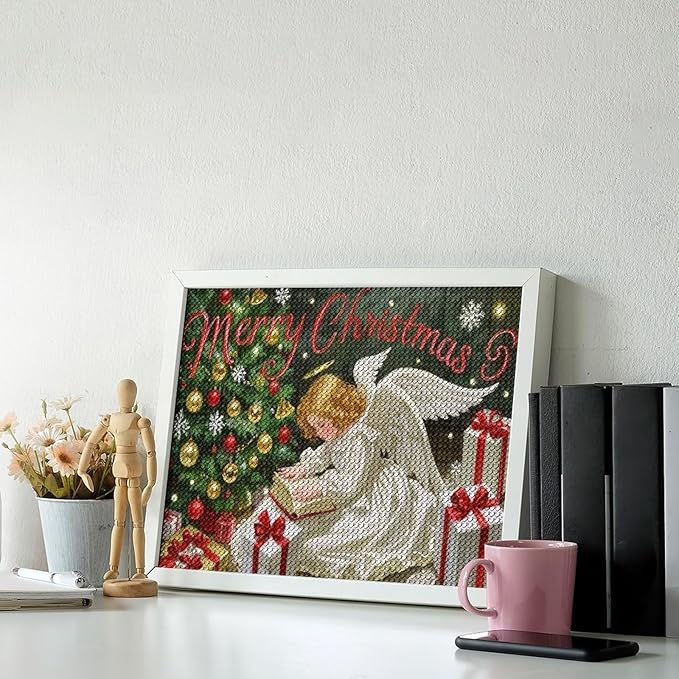 AIVKIEJK Diamond Painting Kits for Adults - Merry Christmas Angel Welcome Painting DIY 5D Full Drill Diamond Dots Paintings with Diamonds Gem Art and Crafts Home Decor 12"x16"