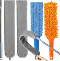 Gap Cleaning Feather Duster - 1 Pack 100 inch Telescoping Gap Dust and 2 Pack 15 inch Gap Cleaning Hand Dusters, Microfiber Feather Duster for House Hold
