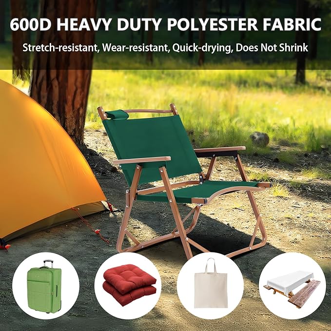 Waterproof Canvas Fabric by The Yard 58inch 600D Upholstery Material Polyester Fabric Outdoor Water Resistant Fabric for Sewing Chair Patio Cushion Purse Bag Interior, Pre Cut 3 Yard Green