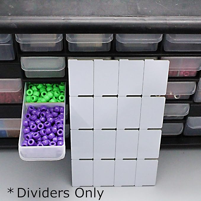(32-Pack) Small Drawer Dividers compatible with Craft Cabinet and Hardware Storage Organizers, (Dividers Only) Made of High-Strength Fiberglass, Easy to Label