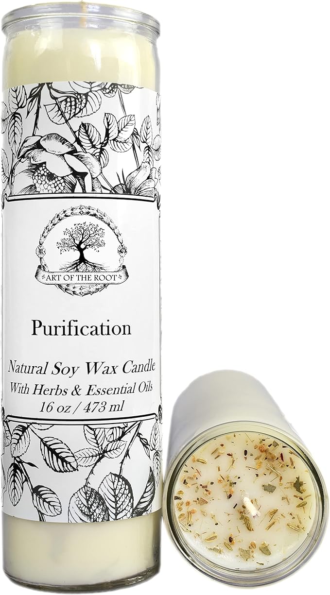Purification 7 Day Soy Herbal & Scented Spell Candle | Negativity & Cleansing Rituals | Wiccan Pagan Conjure Hoodoo