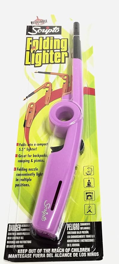 Scripto 3 Pack Combo - 3 Random color Scripto "Refillable" Folding Lighter Safe for Camping/grilling/home, Adjustable Flame
