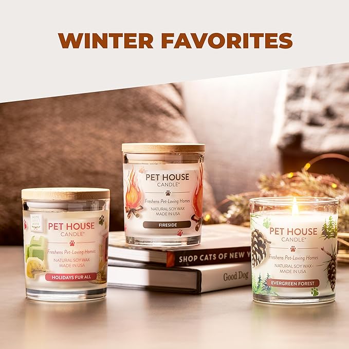 One Fur All Pet House Fall Candles, Long Lasting, Clean Burning, Soy Wax Scented Candles for Pet Odor, Pumpkin Spice