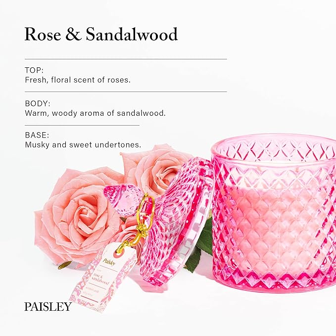 Sandalwood Rose Scented Candle, Large WoodWick Soy Candle,Big Candles for Home Scented,Natural Candles Non Toxic, 14.8 oz Gift-Ready for Hosts & Gatherings | Elegant Home Décor