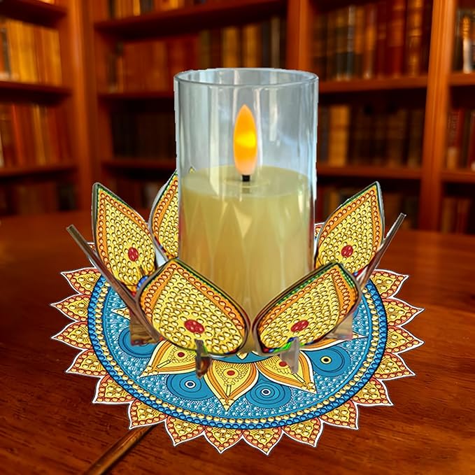5D DIY Diamond Art Painting PVC Flower Candle Holders Tealight/Tea Light/Votive Candle Holder, for Table Centerpiece Home Décor Party Wedding Dinning-Flower-9