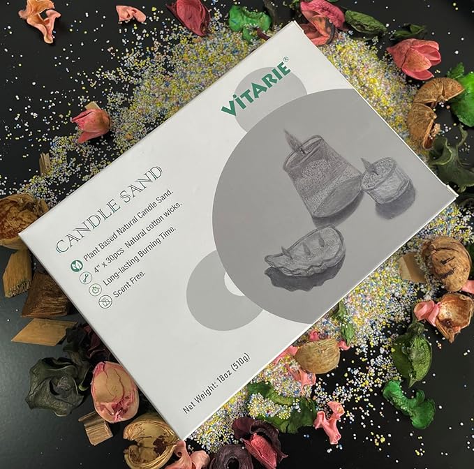 VITARIE 18oz/510g Refillable Candle Wax Sand, Endlessly Customizable Making DIY Kit, Plant Based Natural Reusable Candle Sand Wax with 30pcs Natural Cotton Wicks (Bronze)