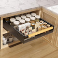 Pull Out Cabinet Organizer, 15.3'' Deep Expandable Slide Out Cabinet Organizer Fixed with Adhesive Nano Film, Slide Out Drawers Pull Out Tray for Cabinet in Kitchen, Pantry, Bathroom, Black