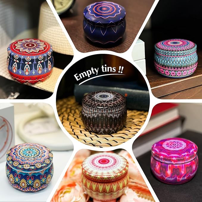 Domivirgo 24 Empty Candle Tins 5.4 oz with Lids - Simple Candle-Making Kit, Includes Wicks, Holders & Stickers, Multi-Purpose Storage Containers for Crafts & Small Items