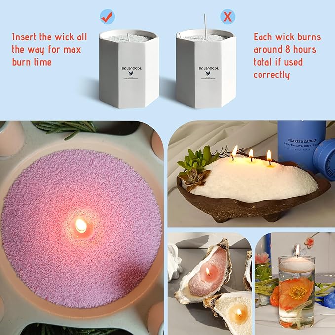 Pearled Candle 18 Oz with 30 Wicks - Rose Scented Sand Candles Pink Refillable Wax Lasts up to 120 Hours - Smooth and Clean Burning for Candle Making