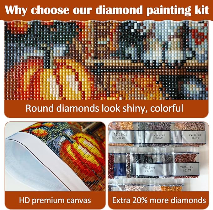 Christmas Ball Candle Diamond Art Painting Kits for Adults, Winter Diamond Painting Kits for Adults Beginners, 5D DIY Full Drill Diamond Dot Gem Art Kits for Adult, Home Wall Decor 13.8x13.8 Inch