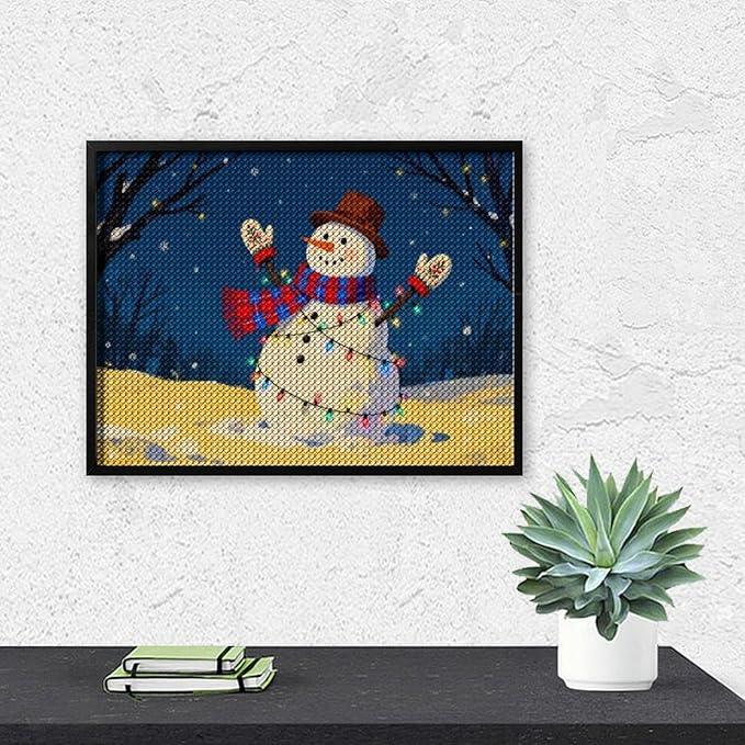 AIVKIEJK Diamond Painting Kits for Adults - Christmas Winter Snowman & Twinkling Painting DIY 5D Full Drill Diamond Dots Paintings with Diamonds Gem Art and Crafts Home Decor 12"x16"