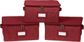 Covermates Keepsakes Zip-Top Storage Box Set, 3 Pack Heavy Duty Polyester Organizer Bins, Stackable Design, ID Window, Reinforced Handles, Closet Home Storage, Red Heather