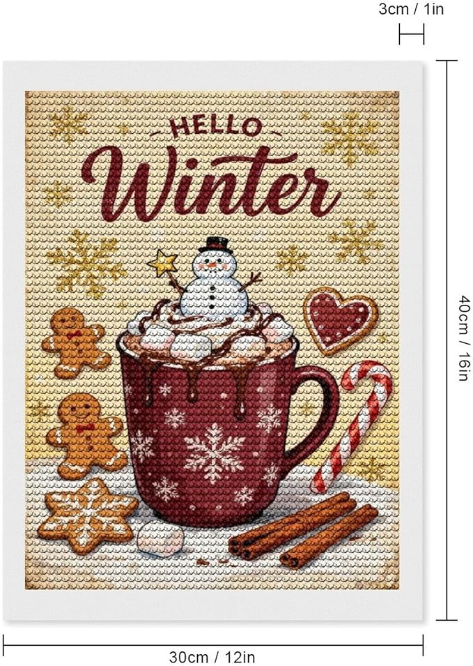 Diamond Painting Kits for Adults - Hello Winter Ice Cream & Gingerbread Snowflakes & Candles Painting DIY 5D Full Drill Diamond Dots Paintings with Diamonds Gem Art And Crafts Home Decor 12"x16"