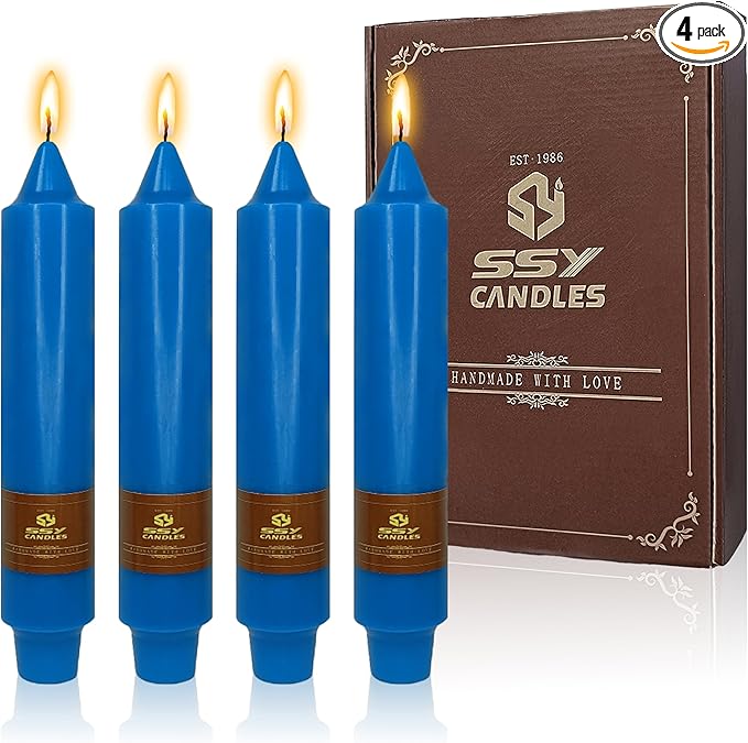 4 PCS Dark Blue Taper Candles 7 inch Short Taper Candle Unscented Candlesticks Smokeless Candle Sticks for Dinner Wedding Home Decoration Candles