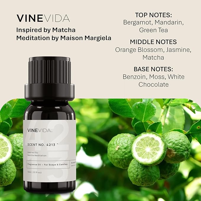 VINEVIDA [10 Ml] Scent NO. 4213 Inspired by Matcha Meditation | Premium Fragrance Oil for Candle Making & Soap Making | Candle Scents for Soy Wax | Scented Oils for Car Freshies & Bath Products