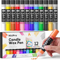 Nicpro Candle Wax Pen, 12 Colors 3D Candle Paint Include Glitter Silver Gold, Non-Toxic Candle Making & Painting Kit, Vibrant Colors Wax Paint for Crafts DIY Birthday Holidays Wedding Party 1-oz(30ml)