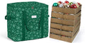Covermates Keepsakes Adjustable Ornament Storage Bag – Heavy-Duty Polyester, Padded Dividers & FlexGrid Trays – Protective Holiday Ornament Organizer with Handles & Label Window, Green Snowflake