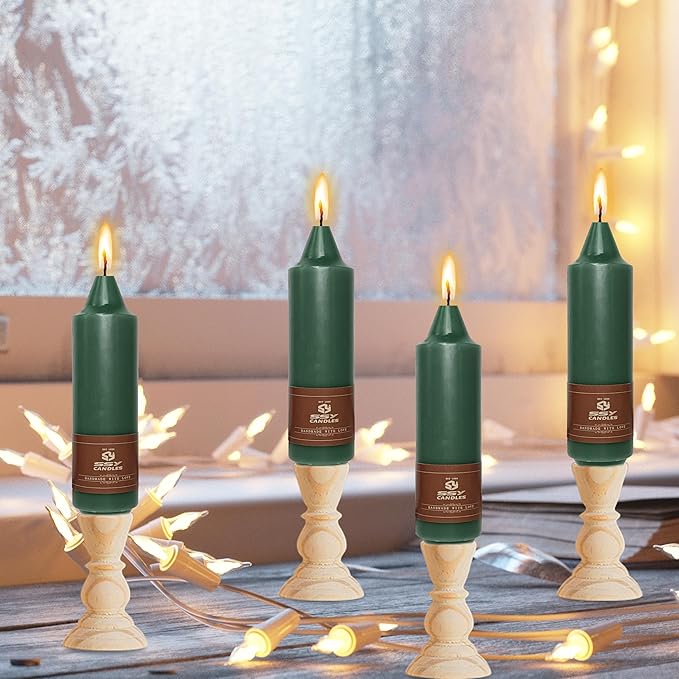 5 inch Short Candlesticks Dark Green Taper Candles 4 PCS for Dinner Household Wedding Party Home Décor Candles