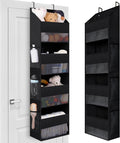 GRANNY SAYS Over the Door Organizer, 4-Shelf Waterproof Behind Door Storage with 6 Pockets and Clear Window, Anti Tilt 35lb Large Capacity Hanging Organizer for Baby Diapers, Toys Storage, Black