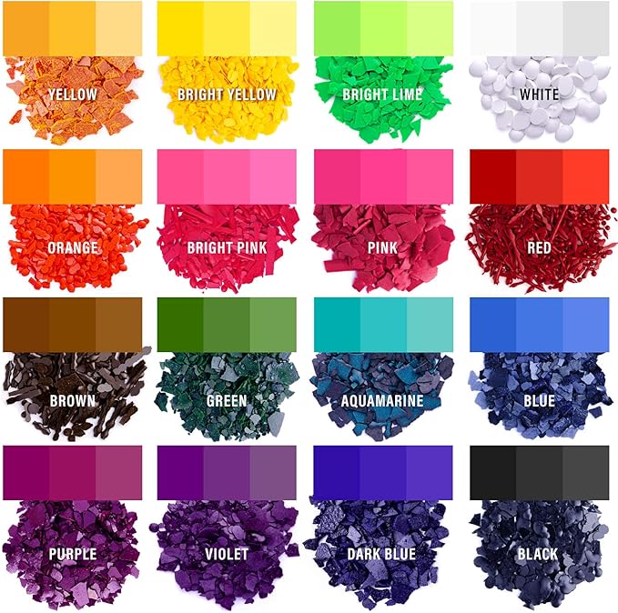 Candle Wax Dye for Soy Wax Candle Making - 16 Vivid Candle Dye Coloring Chips – Candle Color Dye - Premium Candle Wax Coloring for Candle Making - Highly Concentrated Candle Chips Colors
