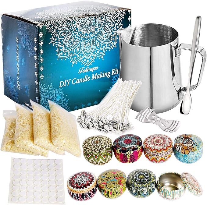 KJZQLMZ Deluxe DIY Candle Making Kit for Adult Beginners, Scented Candle Complete DIY Kit Including Candle Jar, Candle Making Pouring Jar