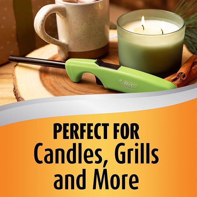 BIC Multi-Purpose Classic Edition Lighters, Long Durable Metal Wand, Great for Grills, Fireplaces and Candles, Utility Lighter, Assorted Colors, 2-Count
