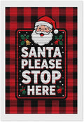 AIVKIEJK Diamond Painting Kits for Adults - Holly & Stars, Santa Please Stop Here Painting DIY 5D Full Drill Diamond Dots Paintings with Diamonds Gem Art and Crafts Home Decor 8"x12"