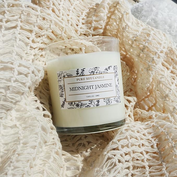 Aronica Jasmine & Magnolia Scented Soy Candles - White Floral Candle Gift for Women, Spring & More
