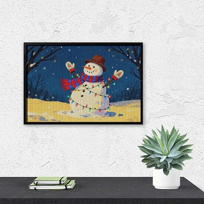 AIVKIEJK Diamond Painting Kits for Adults - Christmas Winter Snowman & Twinkling Painting DIY 5D Full Drill Diamond Dots Paintings with Diamonds Gem Art and Crafts Home Decor 8"x12"