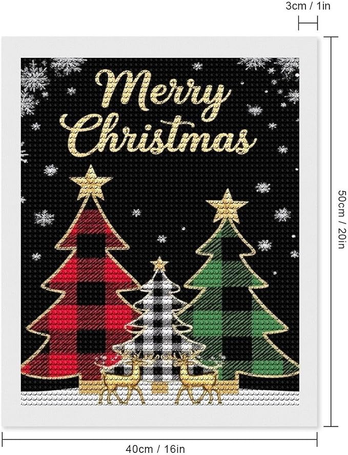 AIVKIEJK Diamond Painting Kits for Adults - Merry Christmas Tree Holiday Painting DIY 5D Full Drill Diamond Dots Paintings with Diamonds Gem Art and Crafts Home Decor 16"x20"