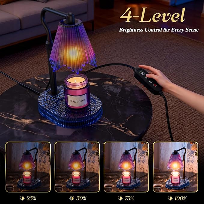 Candle Warmer Lamp with Timer & Dimmable 4-Level Brightness - Adjustable Height,for New Home Bedroom, Gifts for Women(Blue)