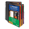 Samsill Spiral Folder Organizer (2-Pack) - 12 Dividers & 24 Pockets with Zipper Pouch, Multi Pocket Color Cordinated Folder Binder with Customizable Tabs, Document Organizer (Basic)